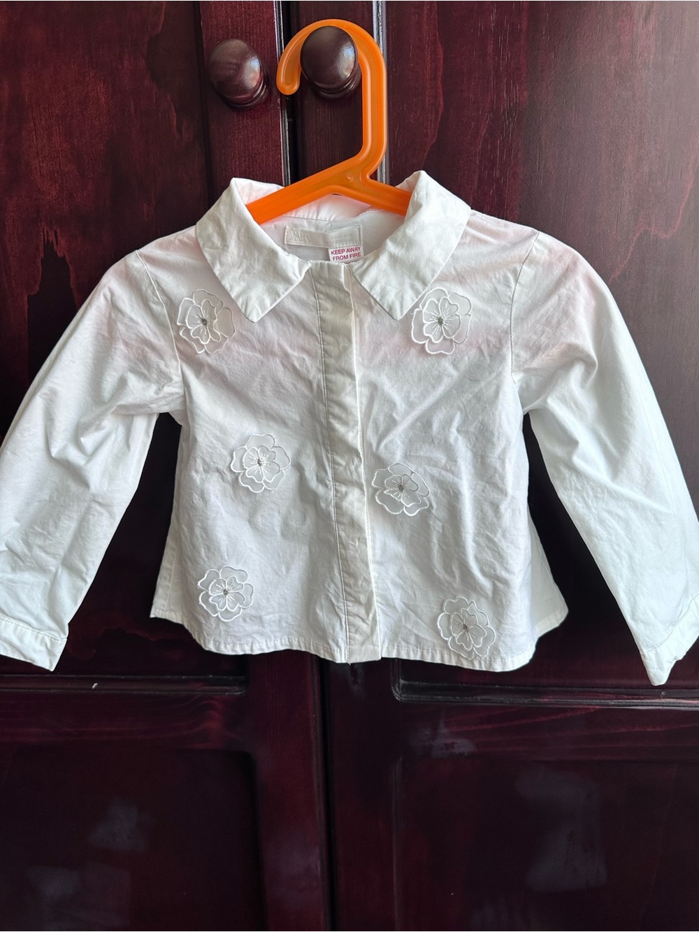Zara White Floral Button-Down Shirt
